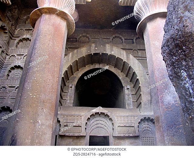 Bedse Buddhist cave. Circa 1st century BC. Maval taluka, Pune District, Maharashtra, India