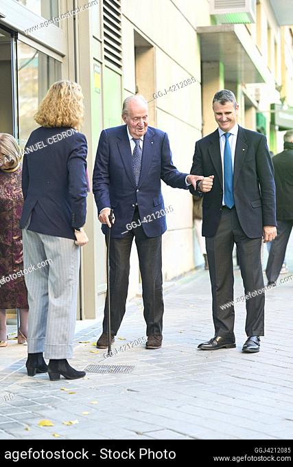 King Juan Carlos of Spain, Princess Elena de Borbon leaves Pa-Bu restaurant after lunch for Princess Elena 60 Birthday on December 20, 2023 in Madrid, Spain