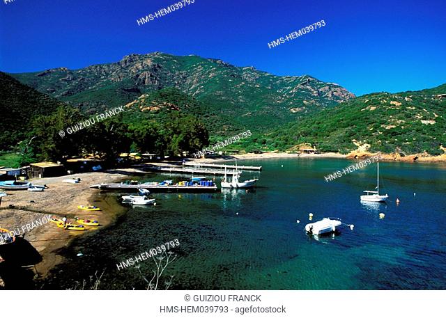 France, Corse du Sud, Girolata hamlet right by the natural reserve of Scandola