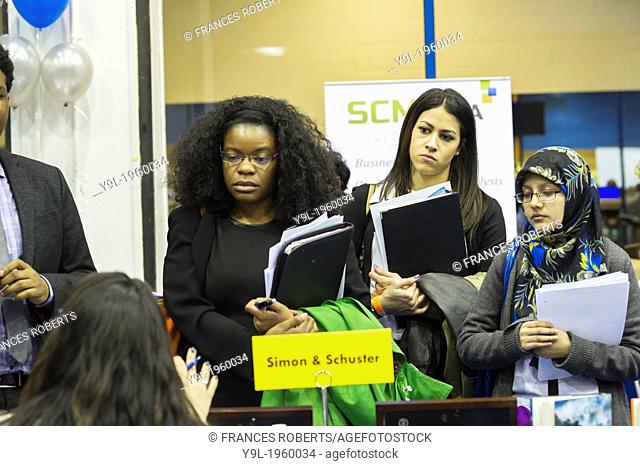 Job seekers attend an internship and job fair at Pace University in New York. The US Labor Department reports new claims for unemployment benefits for last week...