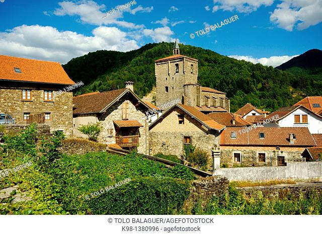 Church, Fort, San Ciprians, XV Century, Isaba, Roncal Valley, Grand tour 11, Navarra Pyrenees Mountains Spain