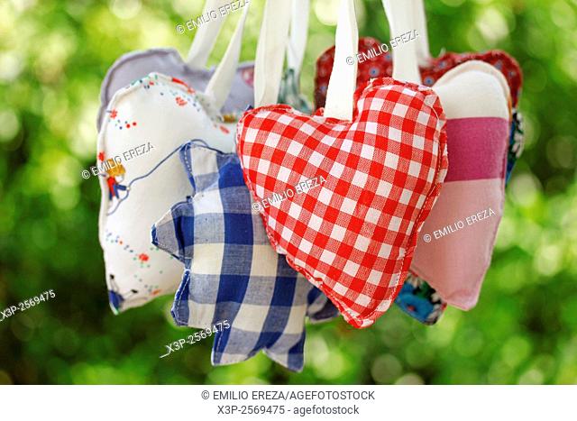 Homemade heart clothes hanging