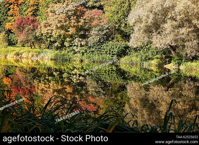 RUSSIA, MOSCOW - SEPTEMBER 23, 2023: Trees are pictured at the Tsitsin Main Moscow Botanical Garden of the Russian Academy of Sciences