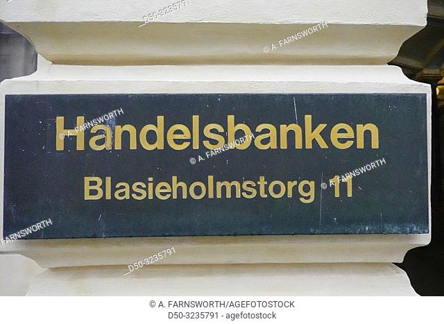 Stockholm, Sweden The sign at Handelsbanken, one of the biggest banks in Sweden