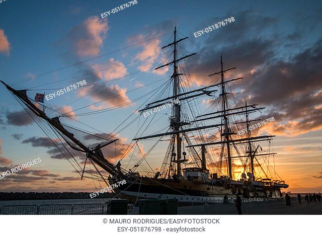 SINES, PORTUGAL: 29th april, 2017 - Tall Ships event is a big nautical event where big majestic ships with sails are presented to the public for visitation