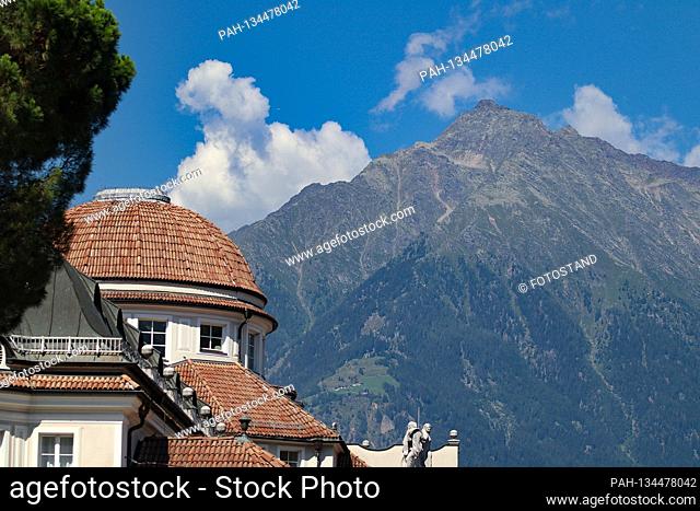 South Tyrol, Italy July 2020: Impressions of South Tyrol July 2020 Merano, Kurhaus, Meraner Land, Burggrafenamt, South Tyrol