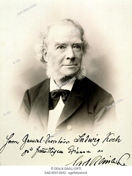 Portrait of Carl Heinrich Carsten Reinecke (Altona, 1824 - Berlin, 1910), German composer, pianist and conductor. Portrait with autograph dedication