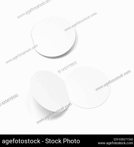 Blank bi-fold round brochure. 3d illustration isolated on white background