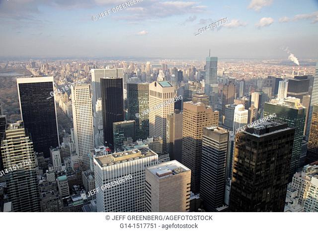 New York, New York City, NYC, Manhattan, Midtown, 6th Sixth Avenue of the Americas, Rockefeller Center, Top of the Rock Observation Deck, landmark, skyline