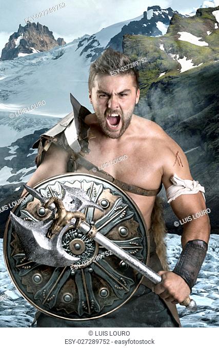 Ancient barbarian warrior or Gladiator ready to fight