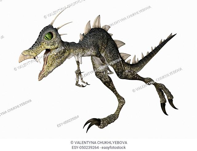 3D rendering of a fantasy reptile dinosaur isolated on white background