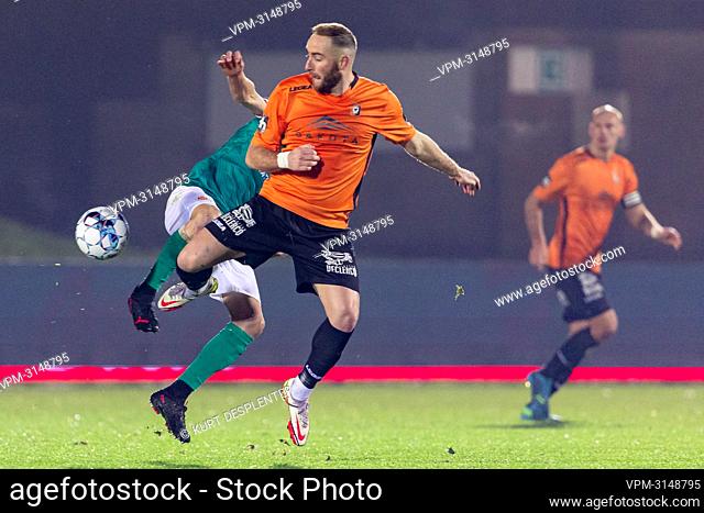 Deinze's Raphael Lecomte pictured in action during a soccer match between KMSK Deinze and Royal Excelsior Virton, Friday 03 December 2021 in Deinze