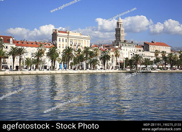 Croatia, Split, Diocletian's Palace, Cathedral Tower & Promenade