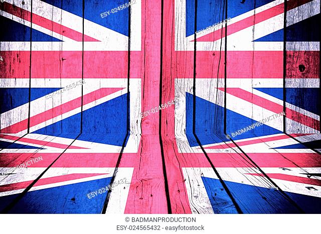 The flag of Great Britain on wooden background
