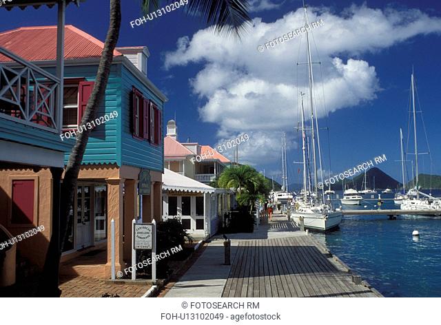 Tortola, West End, British Virgin Islands, Caribbean, BVI, Sopers Hole Marina and shopping wharf at Frenchman's Cay on the island of Tortola