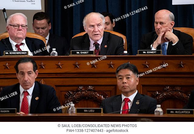 United States Representative Steve Chabot (Republican of Ohio), upper center, speaks during a US House Judiciary Committee hearing on the impeachment of US...
