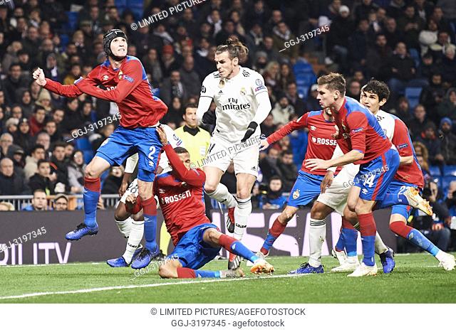 Gareth Bale (midfielder; Real Madrid), Mario Fernandes (defender; CSKA Moscow) in action during the UEFA Champions League match between Real Madrid and PFC CSKA...