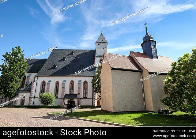 13 July 2020, Saxony, Borna: The only building recovered from the dredged Heuersdorf is the Emmaus Church. The village of Pödelwitz in the Leipzig lignite...