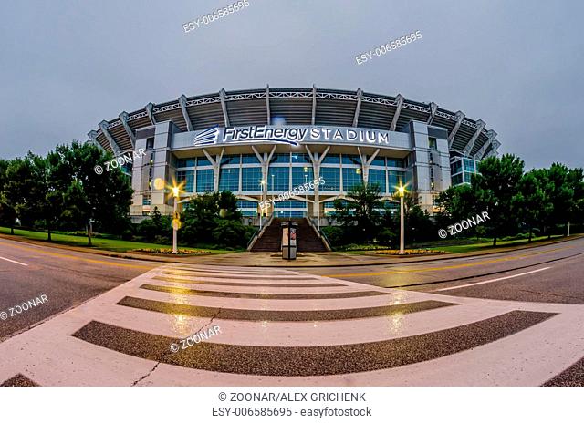 CLEVELAND - JUNE 23, 2014: FirstEnergy Stadium exterior view in Cleveland. It is home of NFL team Cleveland Browns