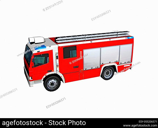rotes Feuerwehr Fahrzeug mit Leiter