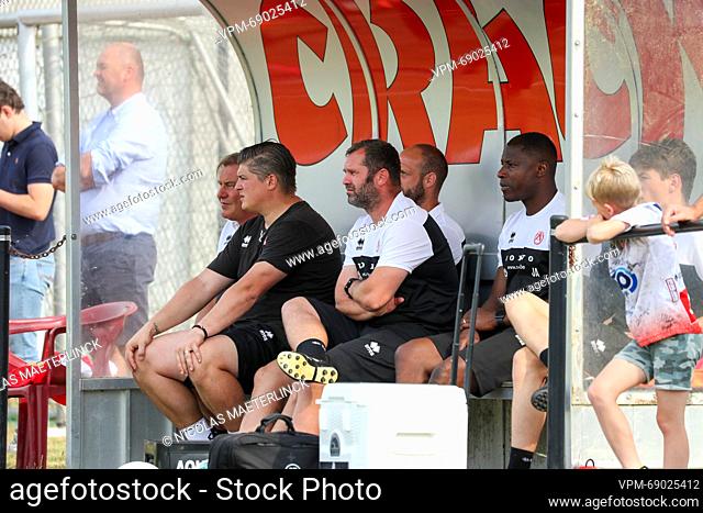 Kortrijk's staff pictured at a friendly soccer game between amateur club KE Wervik and first division team KV Kortrijk, Saturday 17 June 2023 in Wervik