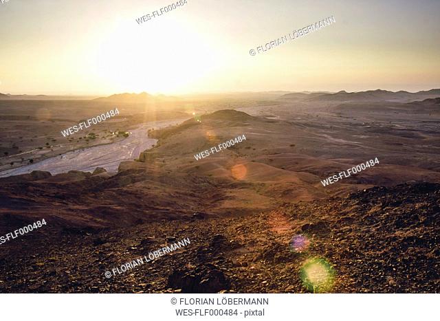 Jordan, Dana Biosphere Reserve, Wadi Feynan at sunset