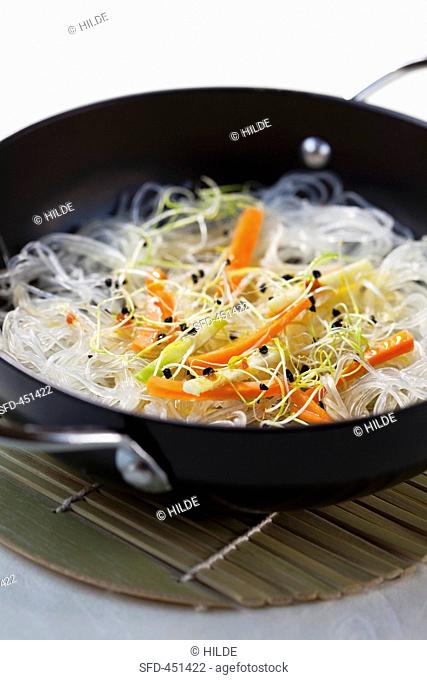 Glass noodles with sprouts and carrots China