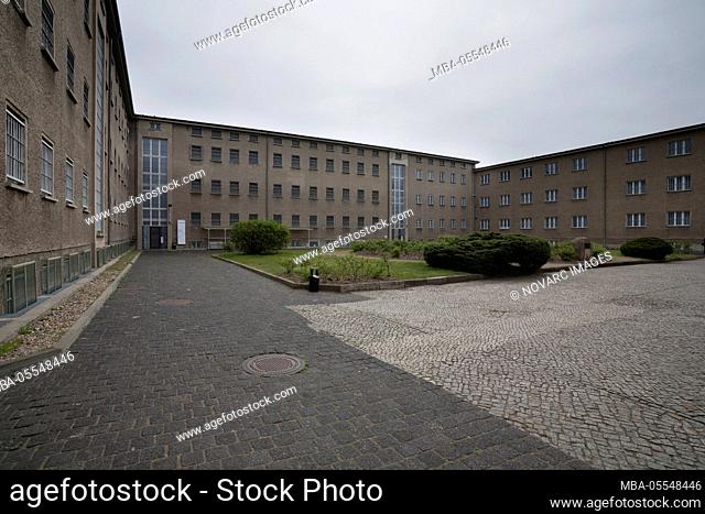 Courtyard, new building and interrogation wing, former Stasi prison, Hohensch”nhausen Memorial, Berlin, Germany