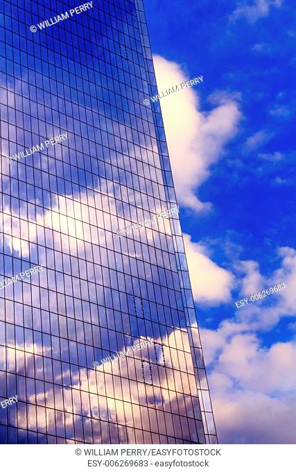 New World Trade Center Glass Building Abstract Skyscraper Blue Clouds Reflection New York City NY