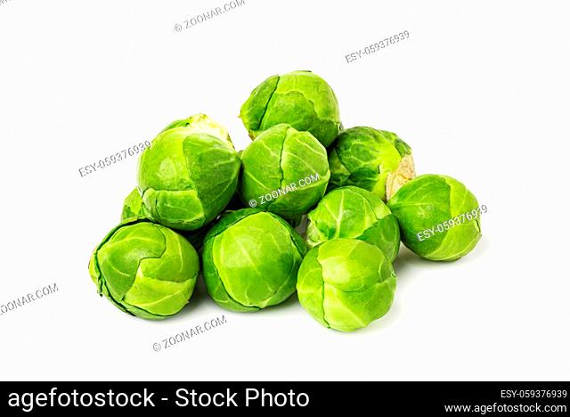 Fresh Brussels sprouts isolated on white background