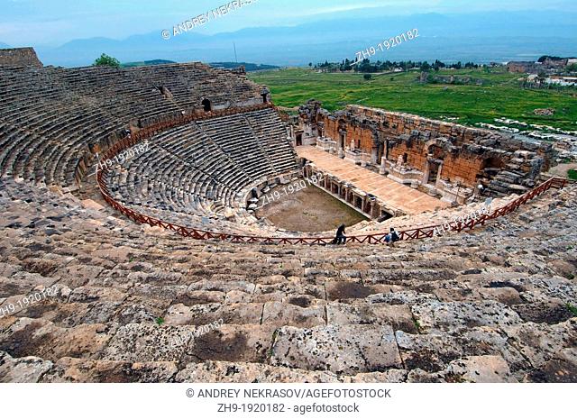 Theater, Antique city of Hierapolis, Pamukkale, Turkey, Western Asia
