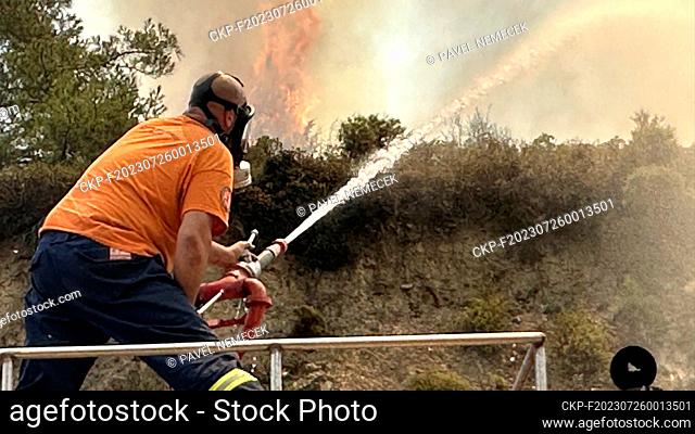 Firefighters battle fires in the southern part of the Greek island of Rhodes in this July 26, 2023 file photo. (CTK Photo/Pavel Nemecek)