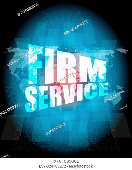 firm service words on digital touch screen interface