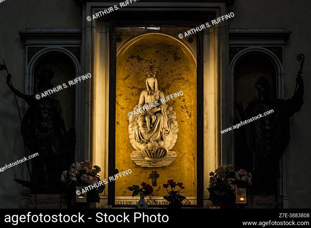 Statue of Virgin Mary and Child. Interior of St. George at the Palace (Chiesa di San Giorgio al Palazzo), Piazza San Giorgio al Palazzo