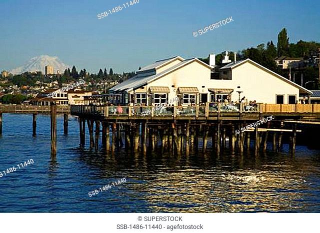 Restaurant on stilts, Tacoma, Pierce County, Washington State, USA