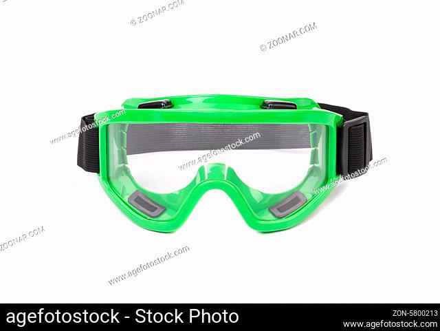 Green protective glasses. Isolated on a white background