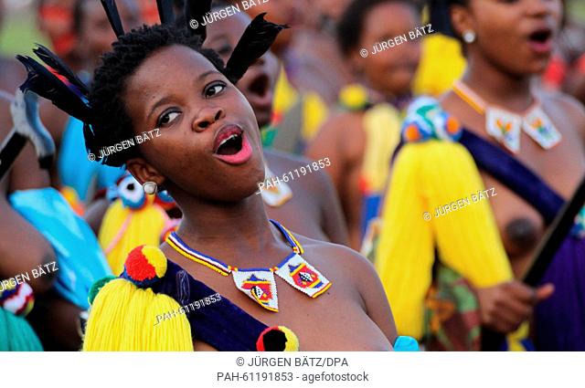 Young women rehearse the Umhlanga dance in Ludzidzini, Swaziland, 30 August 2015. The traditional Umhlanga or Reed dance