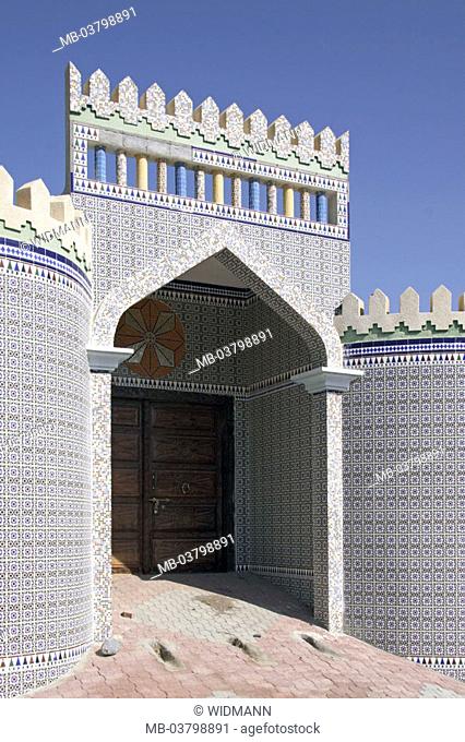 Sultanate Oman, Wadi Semail, Fanja, Gate  West Asia, Arabic peninsula culture art Arabic architecture, buildings, construction, entrance, passageway, portal