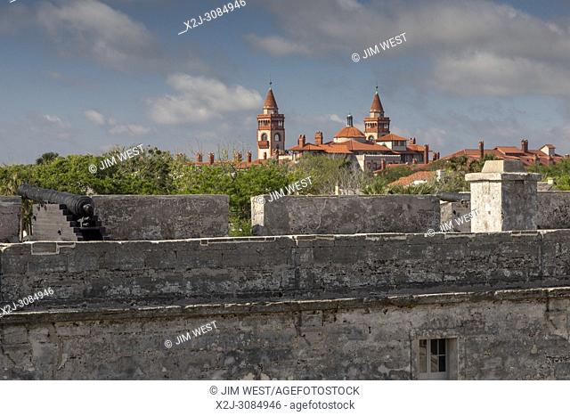St. Augustine, Florida - Flagler College, beyond the walls of Castillo de San Marcos, The Spanish built the fort, now a National Monument