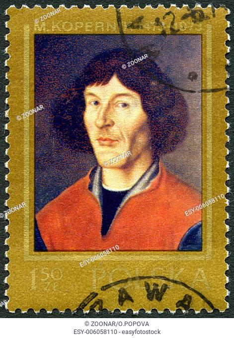 POLAND - 1973: shows Nicolaus Copernicus (1473-1543), painted in Torun, 16th century