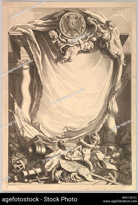 Frame for a Dedication Plate. Artist: Claude Augustin Duflos le Jeune (French, Paris 1700-1786 Paris); Artist: After François Boucher (French