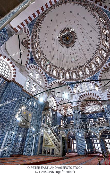 Interior of the 16th cen. Rustem Pasha Mosque, Tahtakale, Istanbul, Turkey