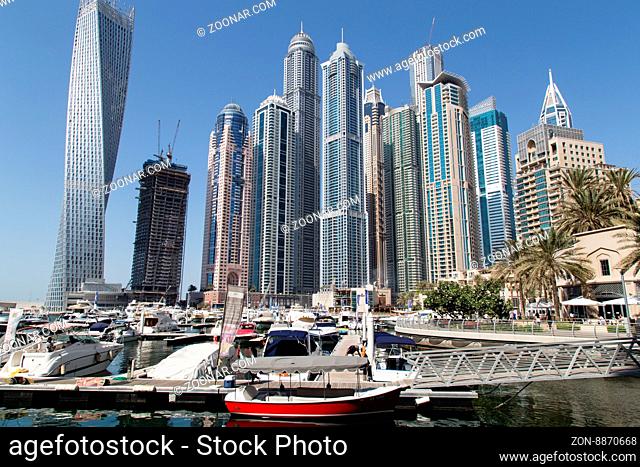 Dubai, United Arab Emirates - October 17, 2014: Photograph of the skyscrapers in Dubai Marina