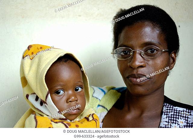 Mother and daughter visit Howard Hospital, Zimbabwe. Annie Mwakutuya, mother, poses with daughter Tanyaradzwa, 15 months at the Howard Hospital in Zimbabwe