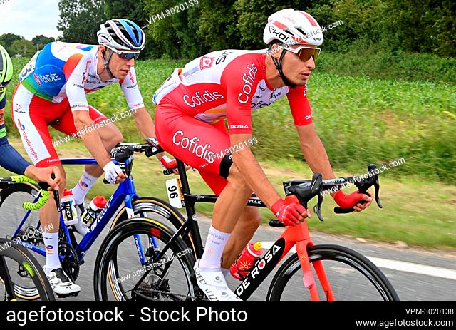 French Anthony Perez of Cofidis and French Jeremy Cabot of TotalEnergies pictured in action during the second stage of the 108th edition of the Tour de France...