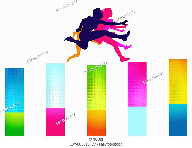 colorful hurdles women