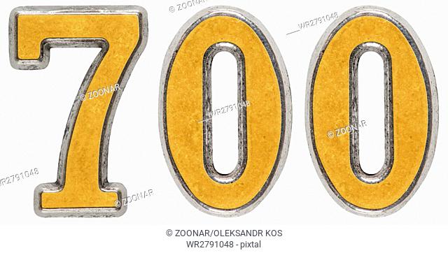 Metal numeral 700, seven hundred, isolated on white background