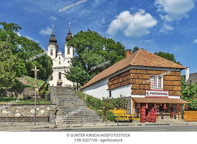 Tihany Abbey was built between 1740 and 1754 in Baroque style. Already in the year 1055 the Benedictine abbey Tihany was founded, Tihany, Komitat Veszprem