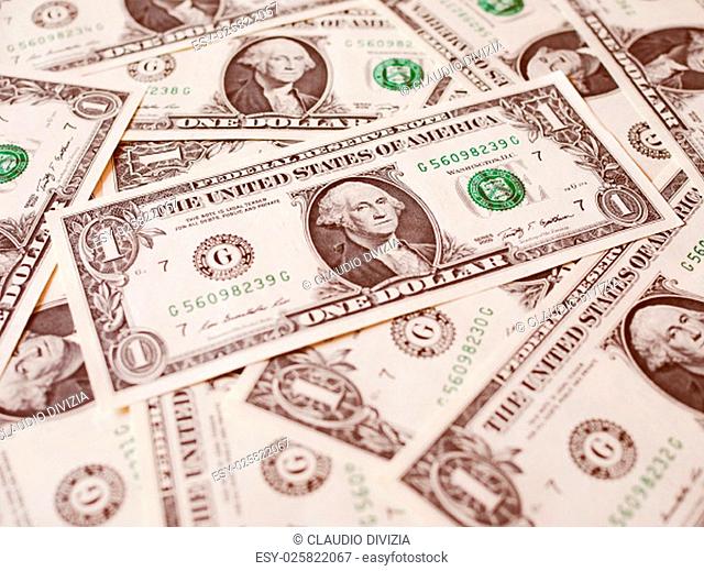 Vintage looking Dollar banknotes 1 Dollar currency of the United States useful as a background
