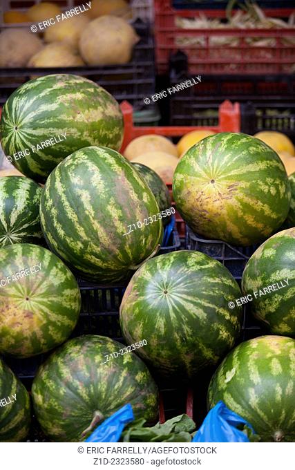 Water melons for sale. Corfu town Corfu